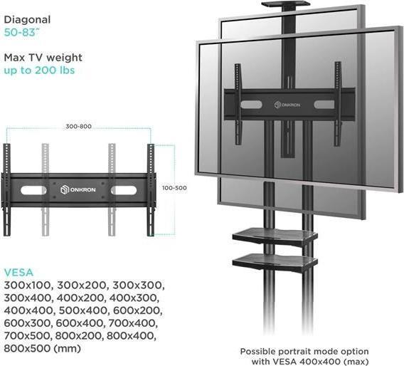 Onkron TV mobile stand for 50 - 83