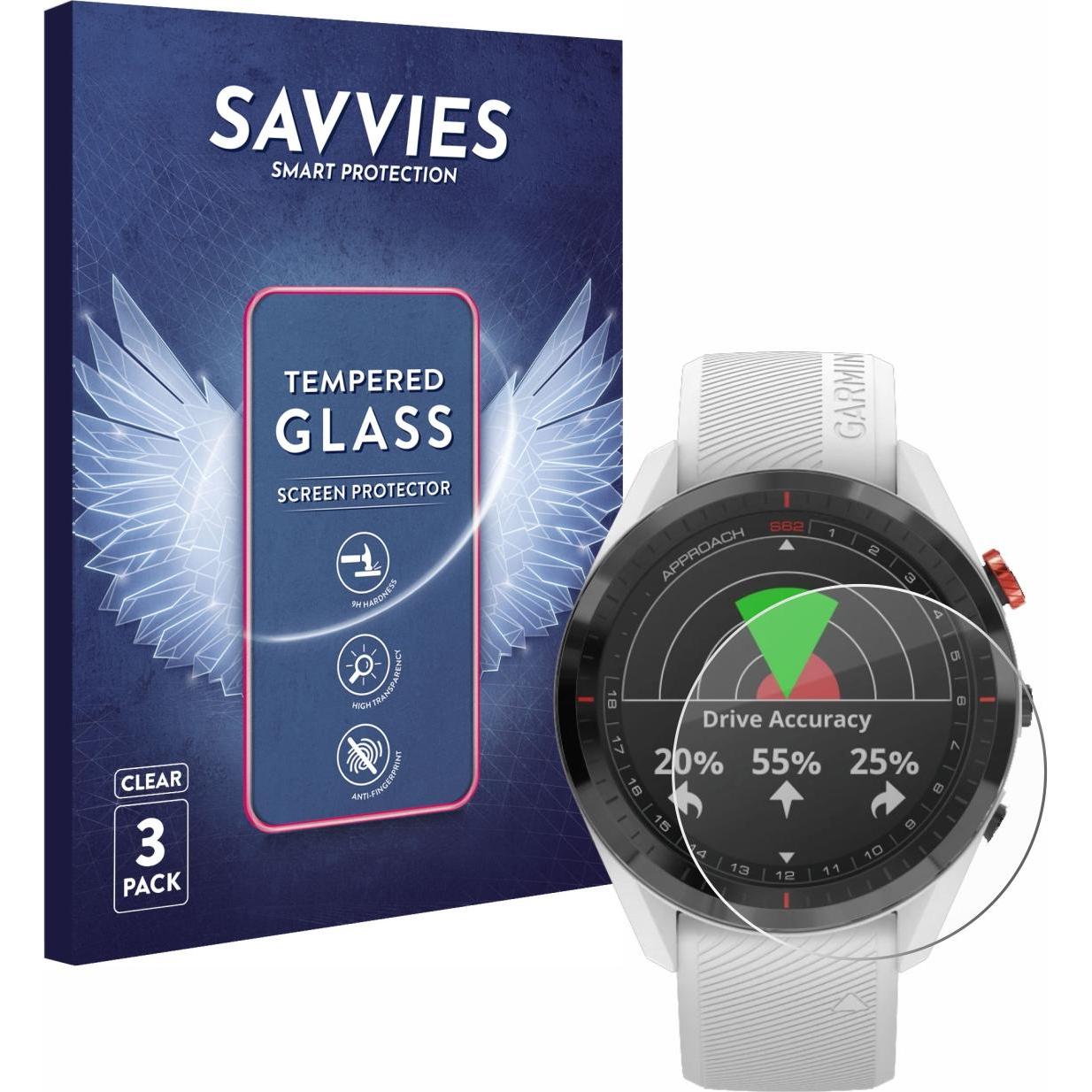 Savvies Panzerglas Schutzglas Displayschutz, Smartwatch Schutzfolie, Transparent