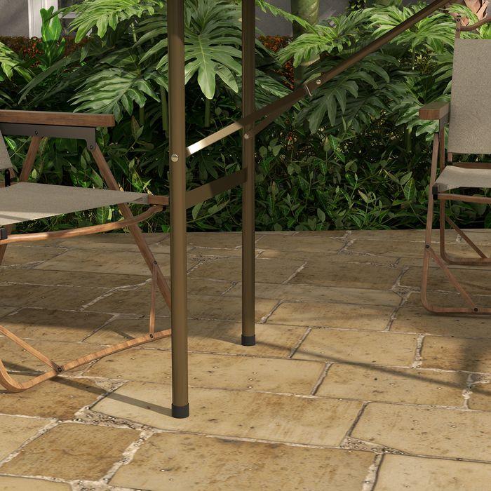 Actual product image Swisshandel24 Folding camping table with rattan look, for 4 people, loadable up to 50 kg, HDPE, brown