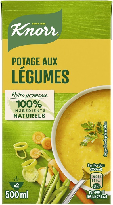 Produktbild Knorr Gemüsesuppe Kombiblock, Suppe mit Broccoli, Rüebli & Lauch, Fertiggericht zum Aufwärmen (500 ml)
