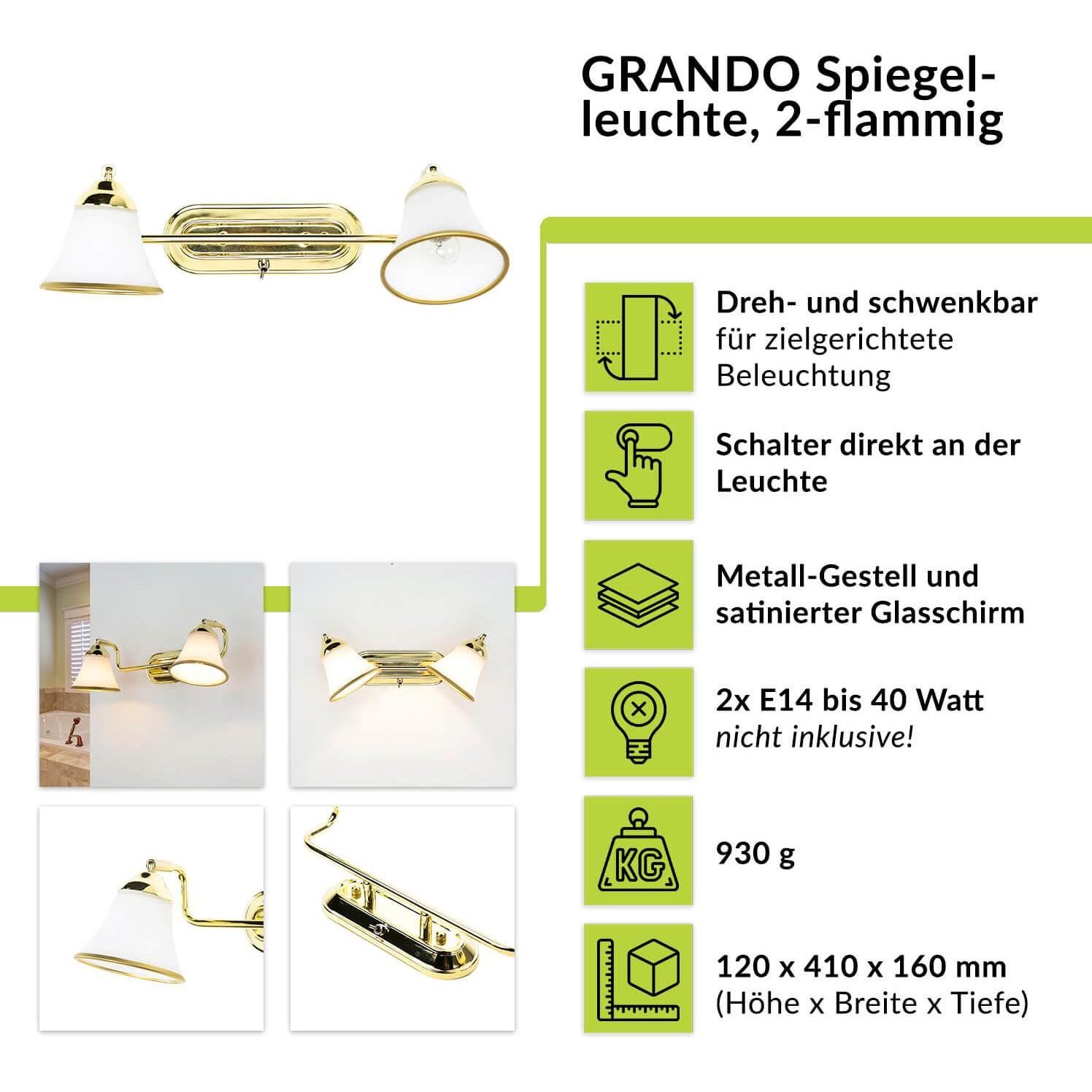 Thumbnail - Licht-Erlebnisse, Wandleuchte + Deckenleuchte, Wandlampe Grando (E14)