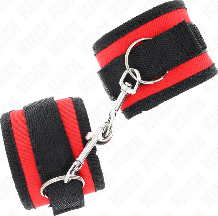 Immagine prodotto Kink Manette In Nylon Con Chiusura A Velcro Rosso-Nero Modello 2 Regolabile 18-35 cm X 6