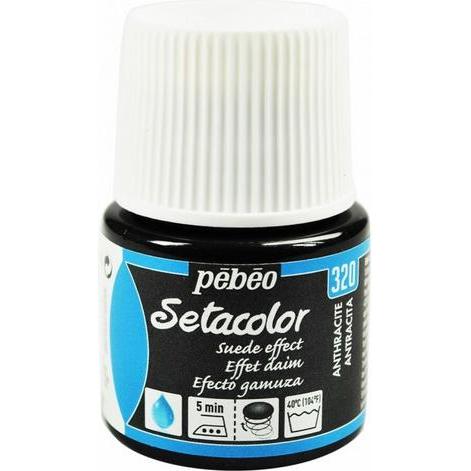Pebeo, Künstlerfarbe + Bastelfarbe, Setacolor Opak Samteffekt (Anthrazit, 45 ml)