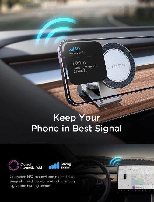 Actual product image Lisen MagSafe car mount Tesla version