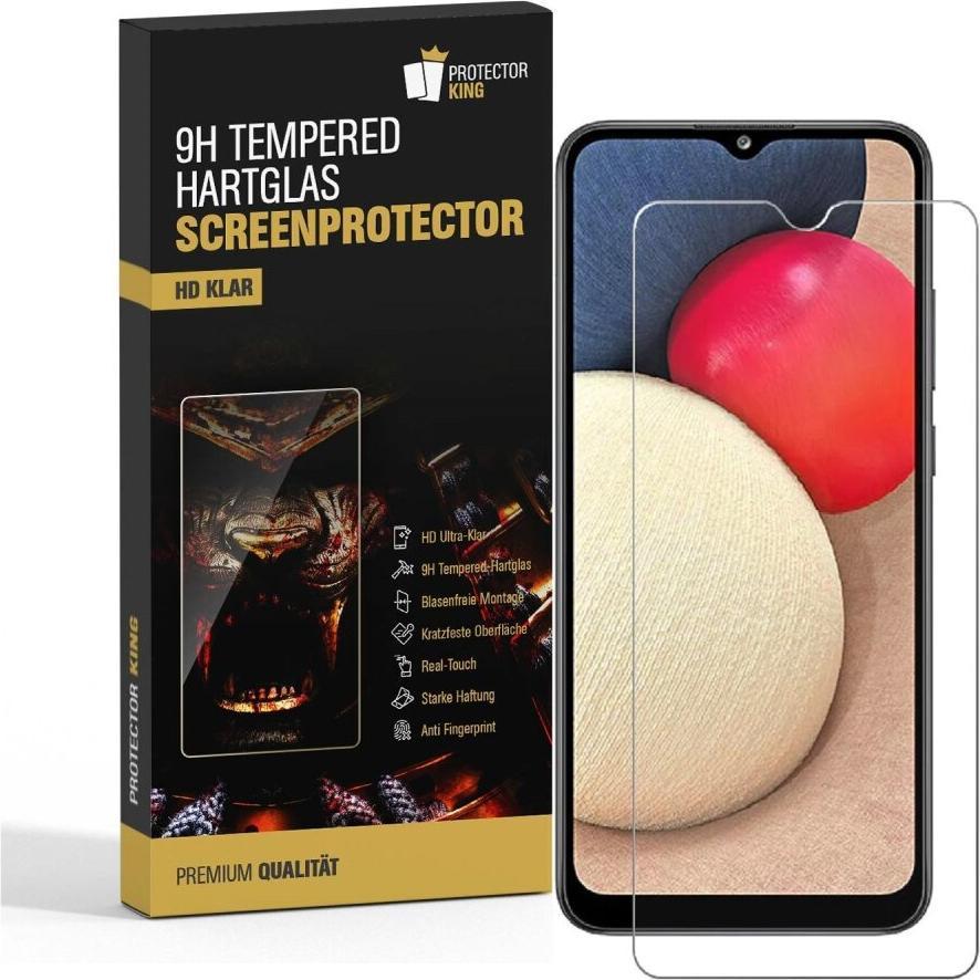 Protectorking 1x echtes Tempered 9H Panzerhartglas 3D KLAR (1 Stück, Samsung Galaxy A02s), Smartphone Schutzfolie