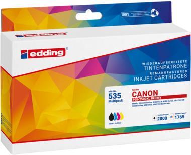 Produktbild Edding Tintenpatrone ersetzt PGI 2500XL Bk/C/M/Y Kompatibel Kombi Pack Schwarz, Cyan, Magenta, Gelb EDD 5 (M, C, Y, BK)