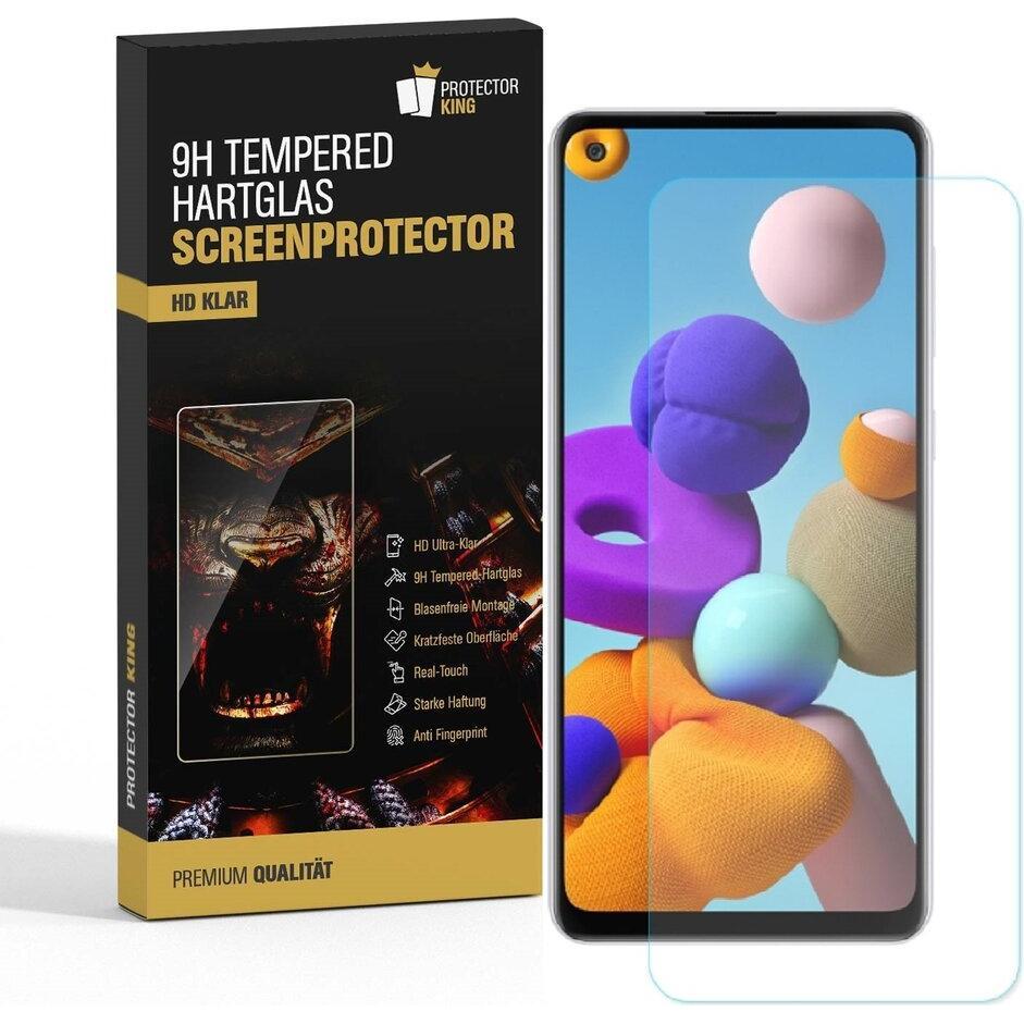 Protectorking 1x echtes Tempered 9H Panzerhartglas 3D KLAR (1 Stück, Samsung Galaxy A21s), Smartphone Schutzfolie