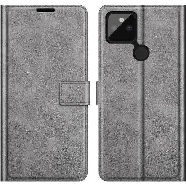 MU Classic Classic II Leder Bookcover Series (Google Pixel 5a), Smartphone Hülle, Grau