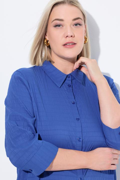 Actual product image Ulla Popken Bubble Texture Solid Button Front Stretch Blouse (50, 52)