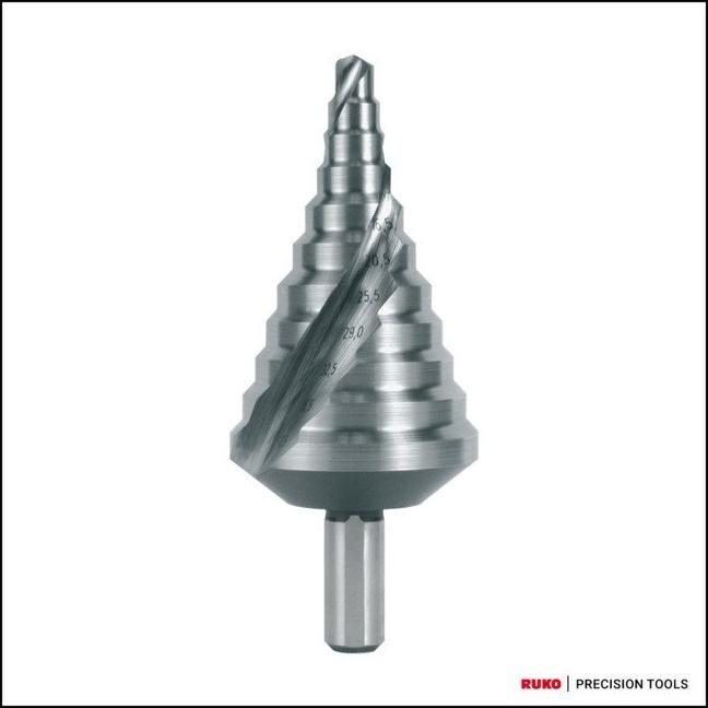 Actual product image Ruko Step drill (6.5 mm, 40.5 mm, 8.5 mm, 10.5 mm, 12.5 mm, 16.5 mm, 20.5 mm, 25.5 mm, 29.0 millimetres, 32.5 mm)