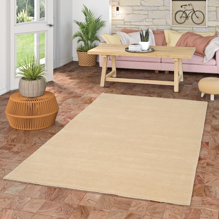 Actual product image Pergamon Wolle Natur Teppich Gabbeh Einfarbig (70 x 300 cm)