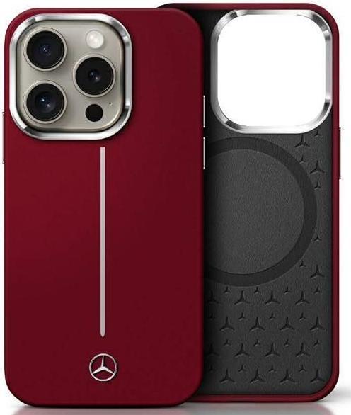 Image du produit Mercedes MEHMP16X23SUMSR iPhone 16 Pro Max 6.9" czerwony/red hardcase Silicone White Stripe MagSa (Apple iPhone 16 Pro Max)