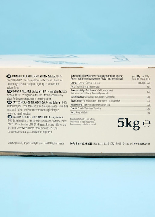 Valori nutrizionali e ingredienti KoRo Medjool Datteln (5000 g)