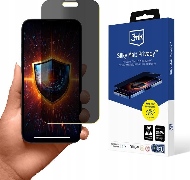 3MK Pellicola Privacy Silky Matt per Apple iPhone 15 Pro Max (1 Pezzo/i, Apple iPhone 15 Pro Max)