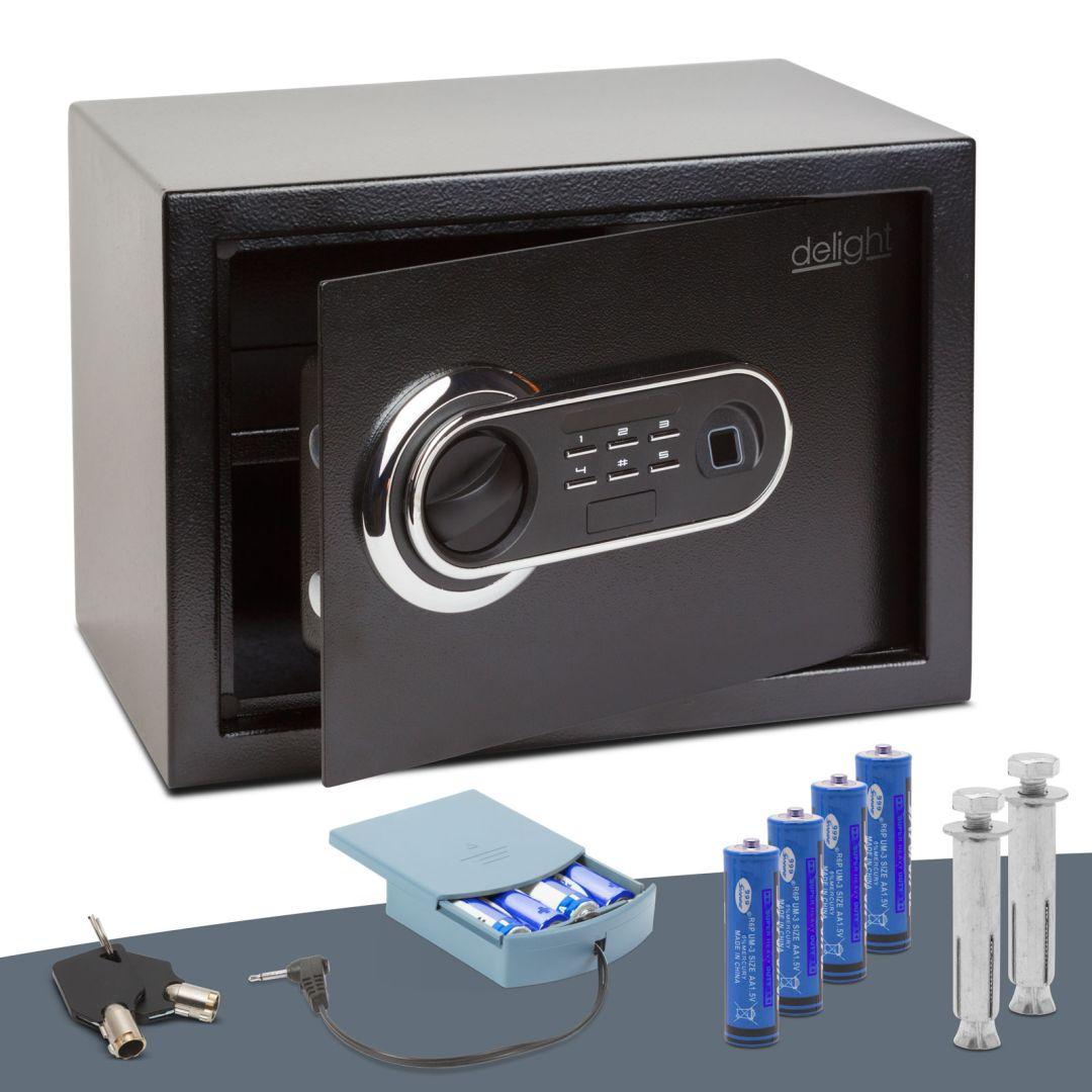 Delight, Cassaforte, Digitales Safe mit Fingerabdruckleser und Knopflinie - 352x250x250mm