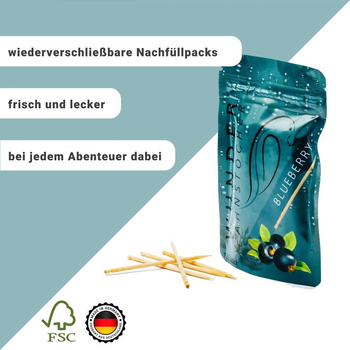Produktbild Wunder Zahnstocher Zahnstocher mit Geschmack Refill Blaubeere (100 x)