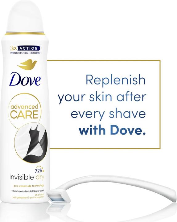 Actual product image Dove Deodorant Spray 48h Invisible White Alcohol-Free for Women with 100% Natural Nut Oil and 1/4 Mo (Spray, 200 ml)