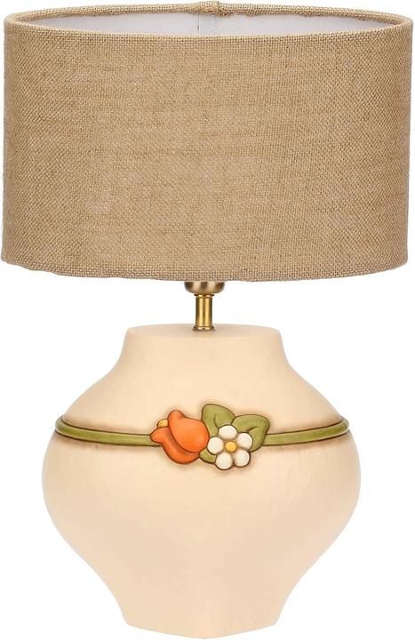 Thun Mittelgrosse Keramikblumen-Lampe mit feuerfester Baumwoll-Polyester-Abdeckung und lackiertem Eisen