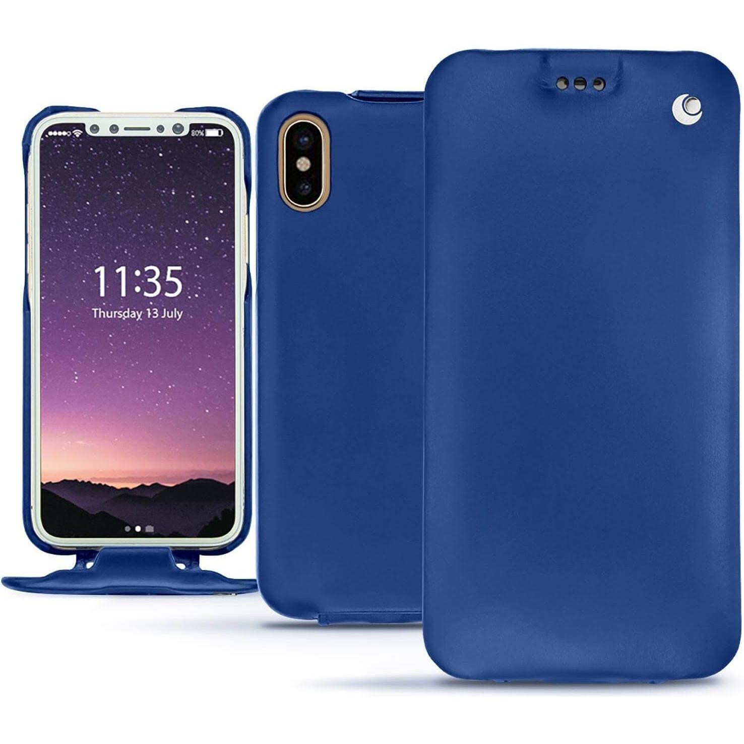 Thumbnail - Noreve Lederschutzhülle vertikal (Apple iPhone XS), Smartphone Hülle, Blau