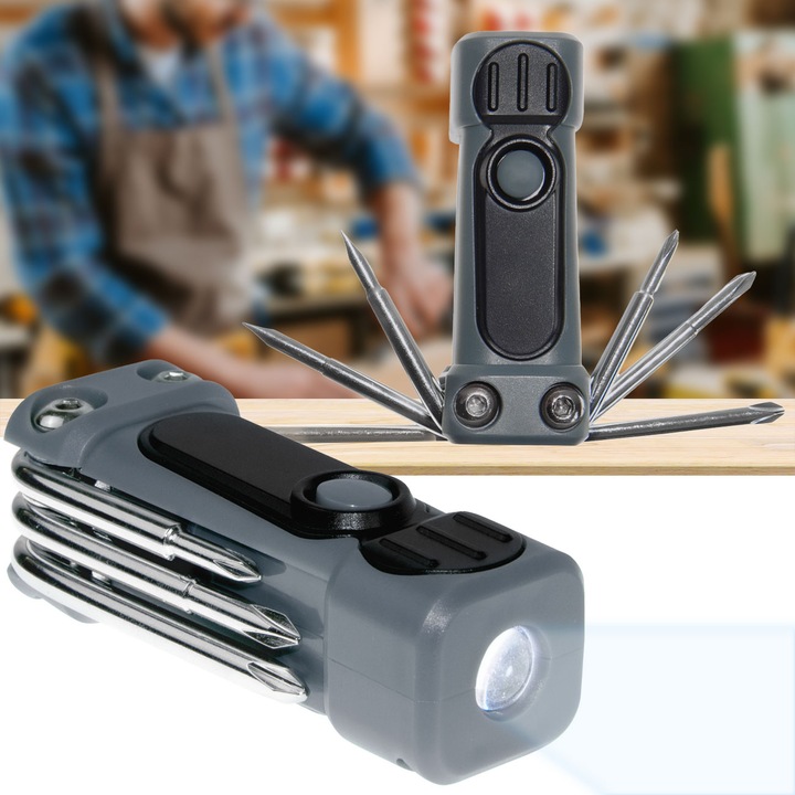Actual product image Out of the blue Multitool screwdriver and torch, pocket tool (8 Functions)