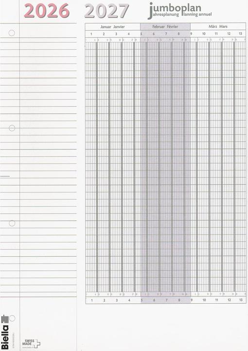 Nährwerte und Zutaten Biella Jumboplan (64.5 x 30 cm, Harter Einband, Deutsch, Englisch, Italienisch, Französisch)