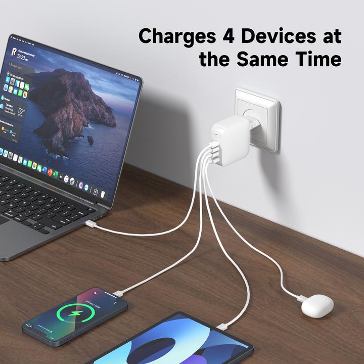 Image du produit FoneKit GaN PD 165W Power Adapter, USB-A + 3 x USB-C, white (165 W, 4 ports)