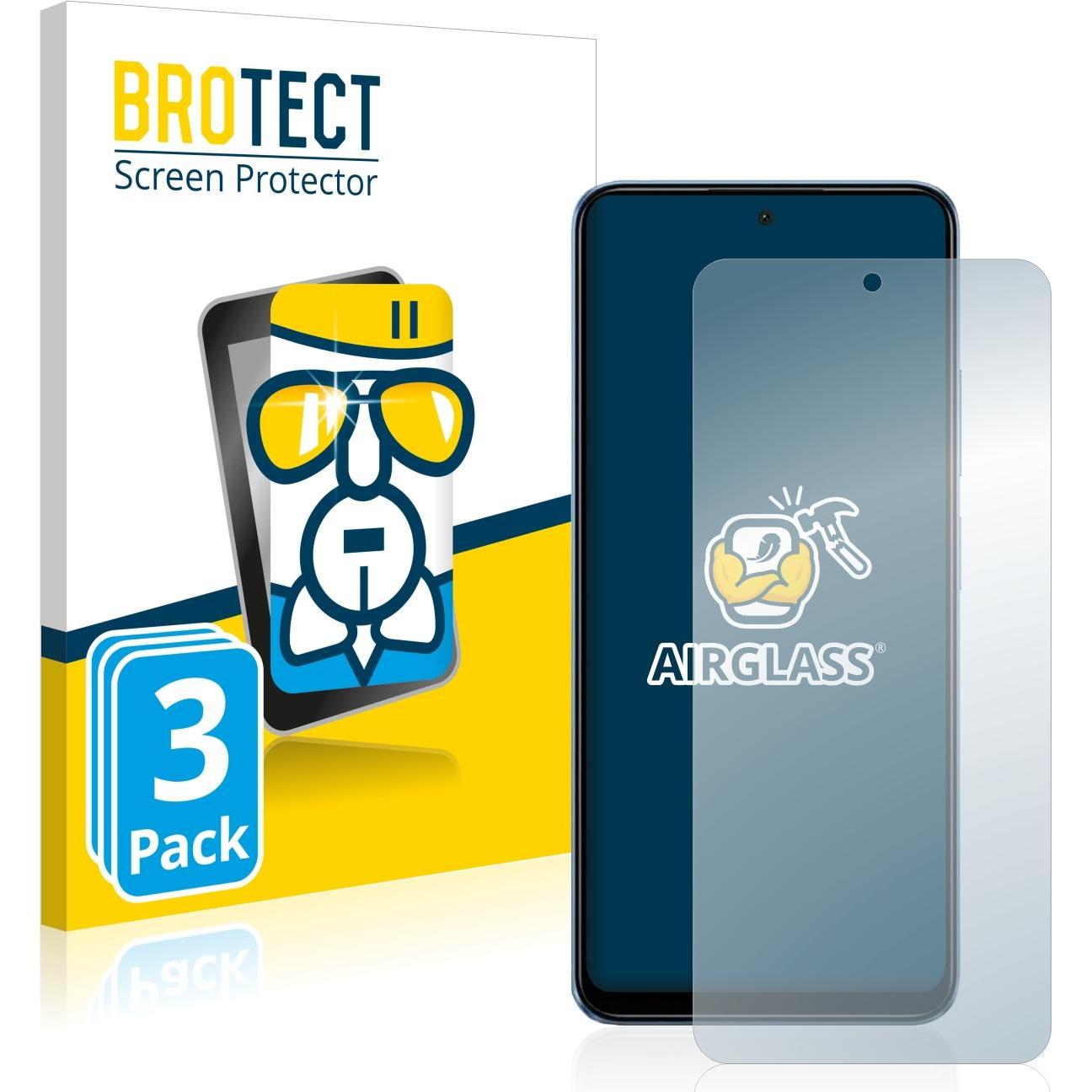 BROTECT AirGlass Panzerglasfolie (3 Stück, Xiaomi Redmi Note 12), Smartphone Schutzfolie, Transparent