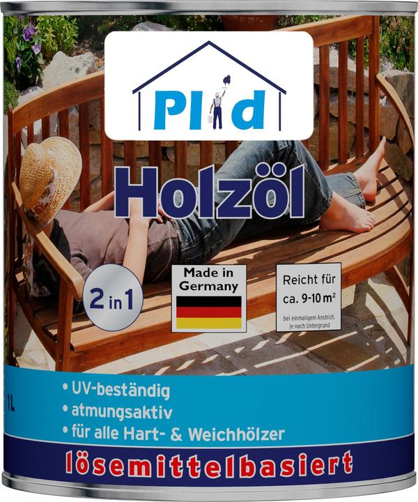 Actual product image Plid Wood oil 1L for approx. 10m² / Wood protection care oil Garden furniture wood oil (Colorless, 1 l)