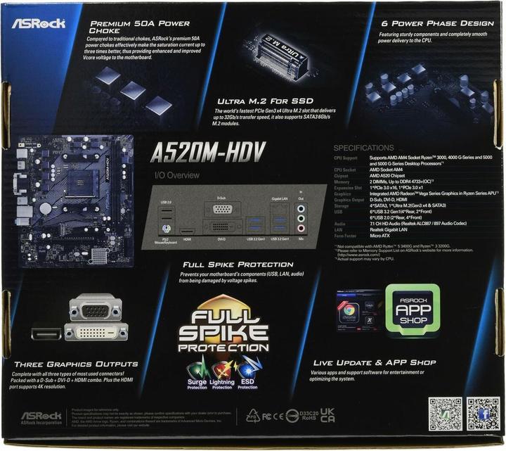 Productafbeelding AsRock A520M-HDV (AM4, AMD A520, mATX)
