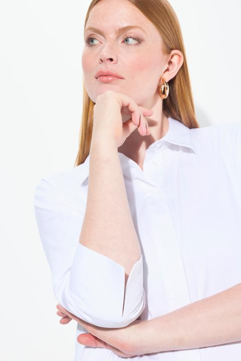 Actual product image Ulla Popken Swing Hem Button Front Stretch Cotton Blend Shirt (46, 48)