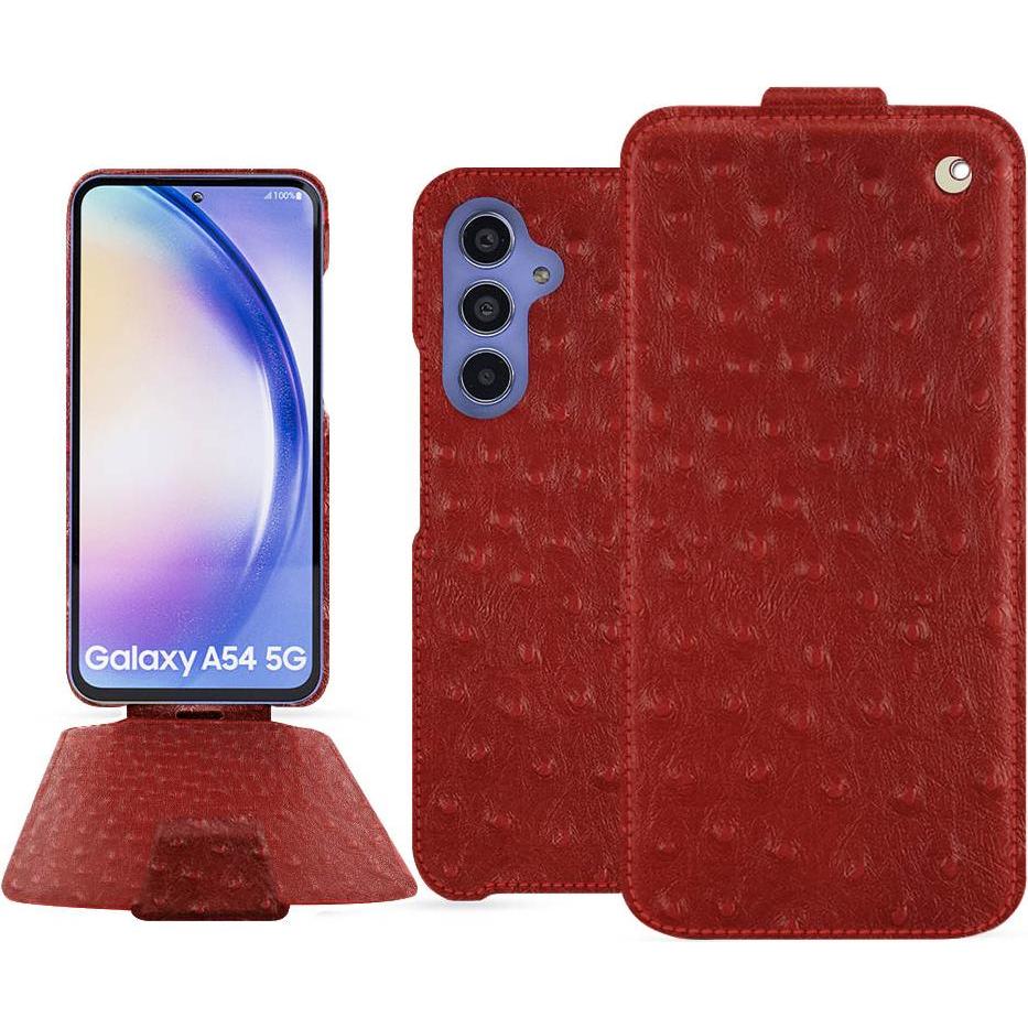 Noreve Lederschutzhülle vertikal (Samsung Galaxy A54 5G), Smartphone Hülle, Rot