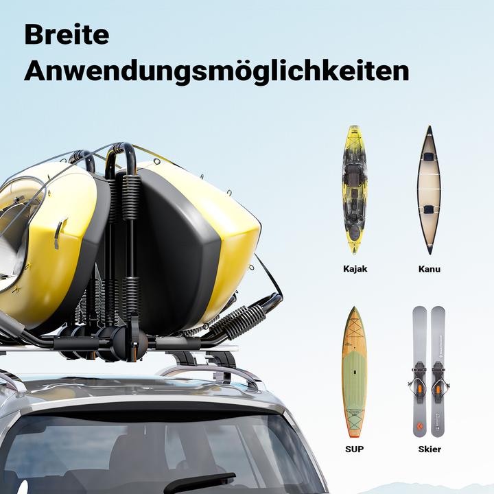 Immagine prodotto Wiltec Portapacchi per Kayak 2 pezzi pieghevoli a J in alluminio per auto Kayak Canoa incl. cinghie di