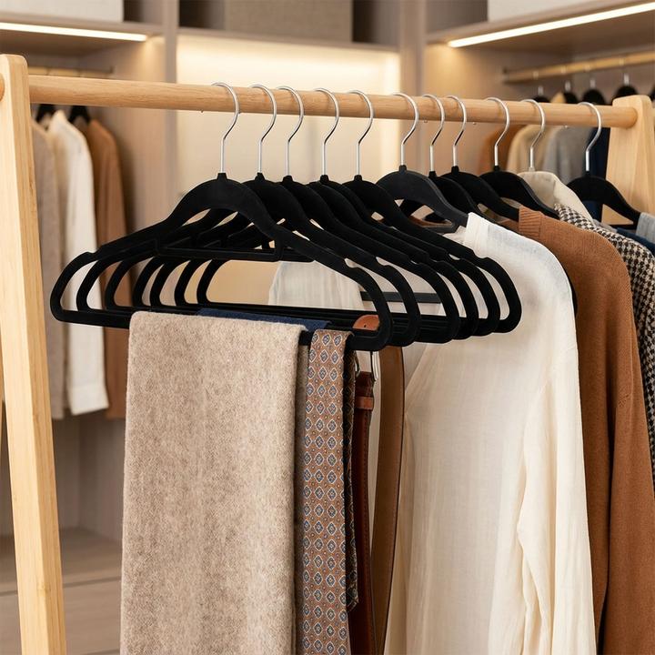 Ideoon Premium Kleiderbügel, 10er-Set, mit 360 Grad drehbarem Haken (10x)