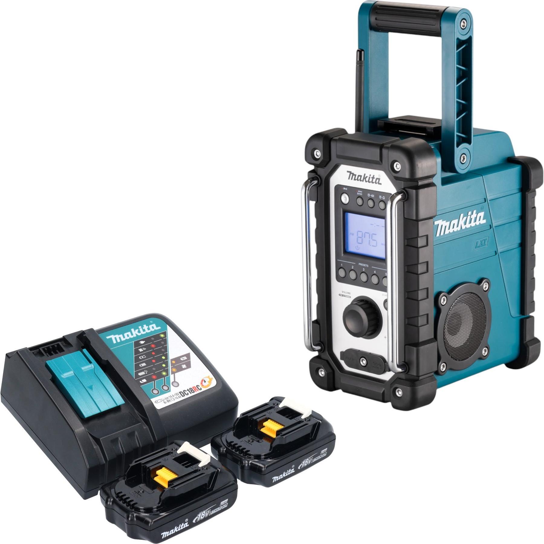 Makita DMR 116 RY Radio da cantiere ricaricabile 14,4 - 18 V AM FM AUX + 2x batteria ricaricabile 1,5 Ah + (AM, FM), Radio