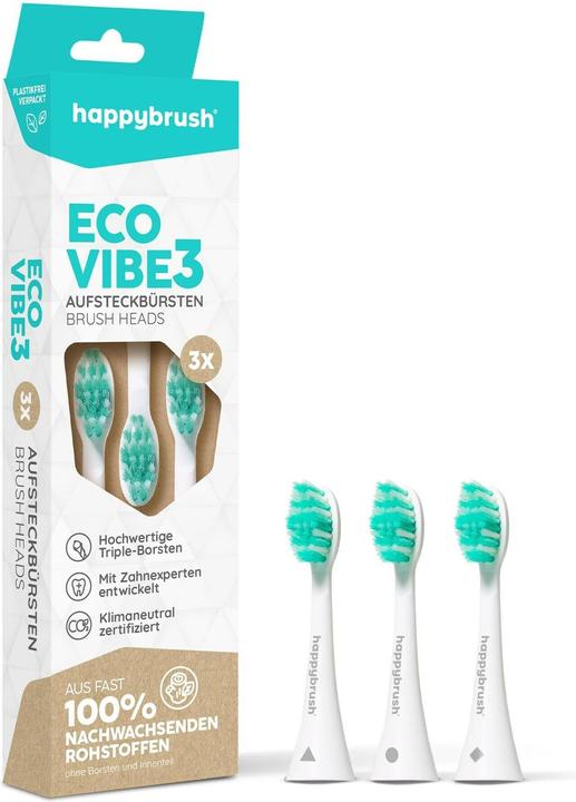 happybrush Toothbrush head Eco Vibe 3+ 3 pieces, White-Mint (3 x)