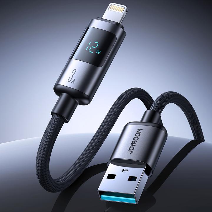 Image du produit Joyroom USB-A to Lightning fast charging cable with display 3A, 1.2 m (1.20 m, USB 2.0)