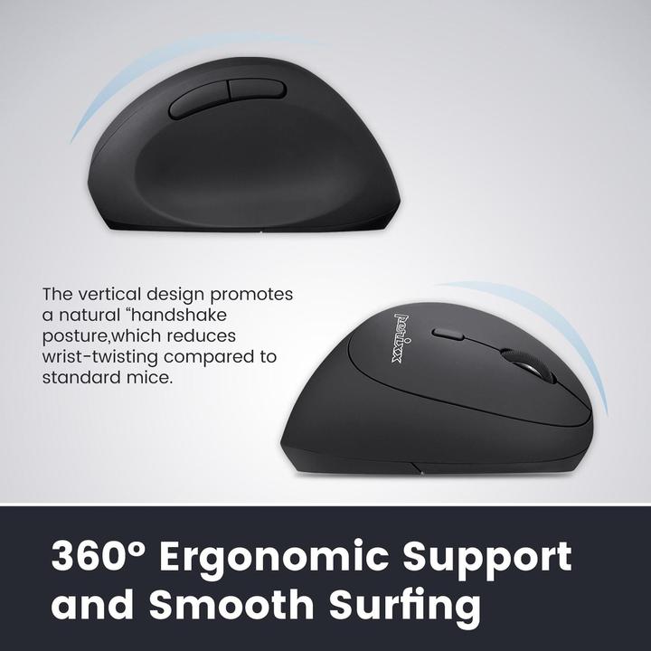 Immagine prodotto Perixx PERIMICE-619 - Mouse verticale ergonomico senza fili con Silent-Click e design piccolo - Multi-Dev (Senza fili)