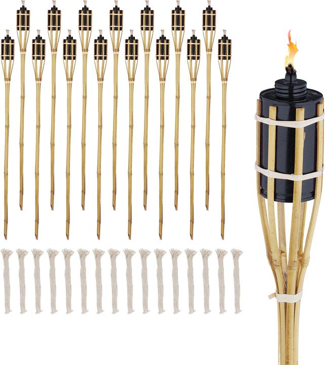 Relaxdays 16x torches-bambou