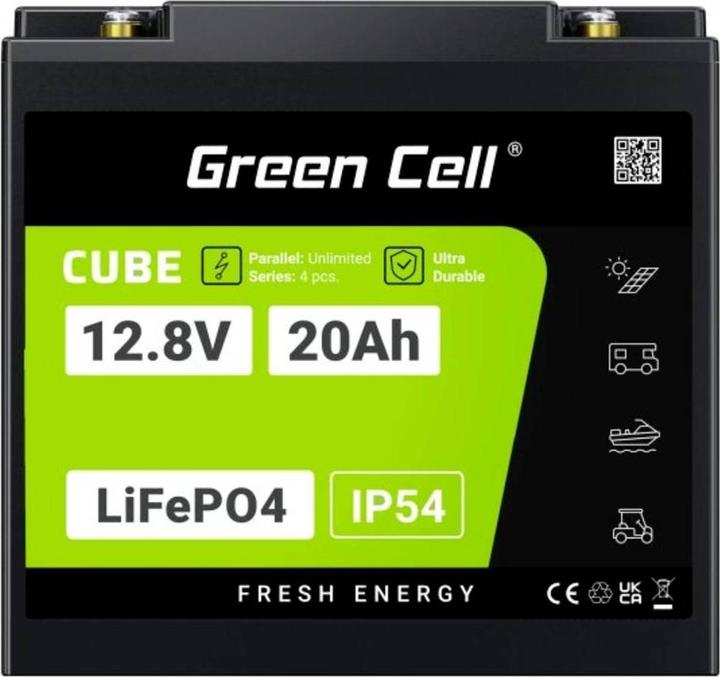 Produktbild GreenCell Green Cell CUBE LiFePO4 battery 20Ah 12.8V 256Wh lithium iron phosphate battery for tractor, lawn mo (12.80 V, 20 Ah)