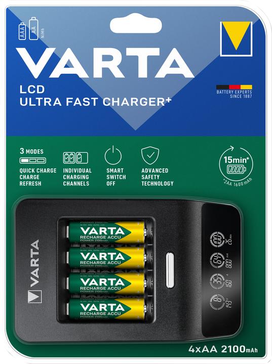 Actual product image Varta LCD Ultra Fast Charger+ (1 pcs., AA, 2100 mAh, Battery + charger)