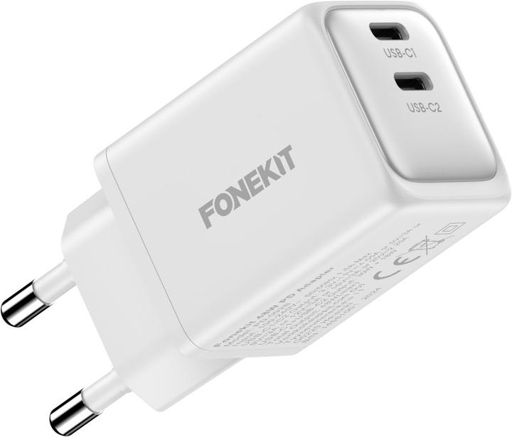 Image du produit FoneKit 48W GaN PD Wall Charger, USB-C + USB-C, white (48 W)