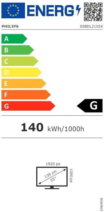 Energy Label Philips 55BDL2105X/00 (1920 x 1080 pixels, 55")