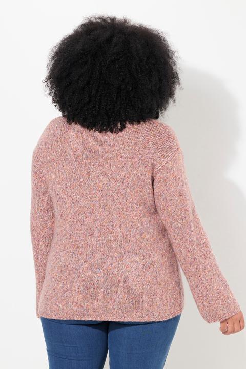 Produktbild Ulla Popken Pullover, melierter Feinstrick, V-Ausschnitt, Langarm (58)