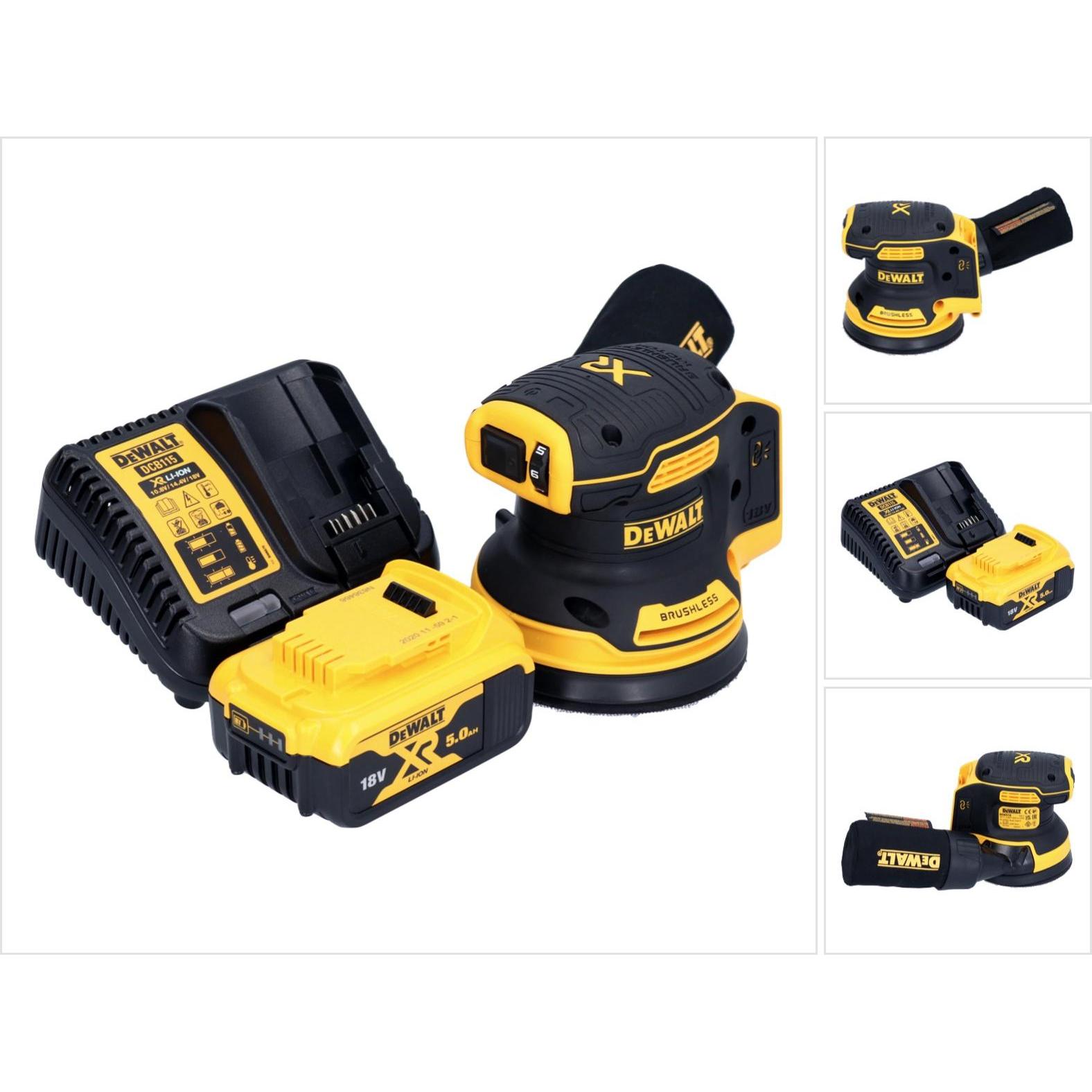 DeWalt, Rettificatrice + lucidatrice, DCW 210 P1 Levigatrice orbitale a batteria 18 V 125 mm Brushless + 1x batteria ricaricabile 5.0 Ah (Levigatrici 