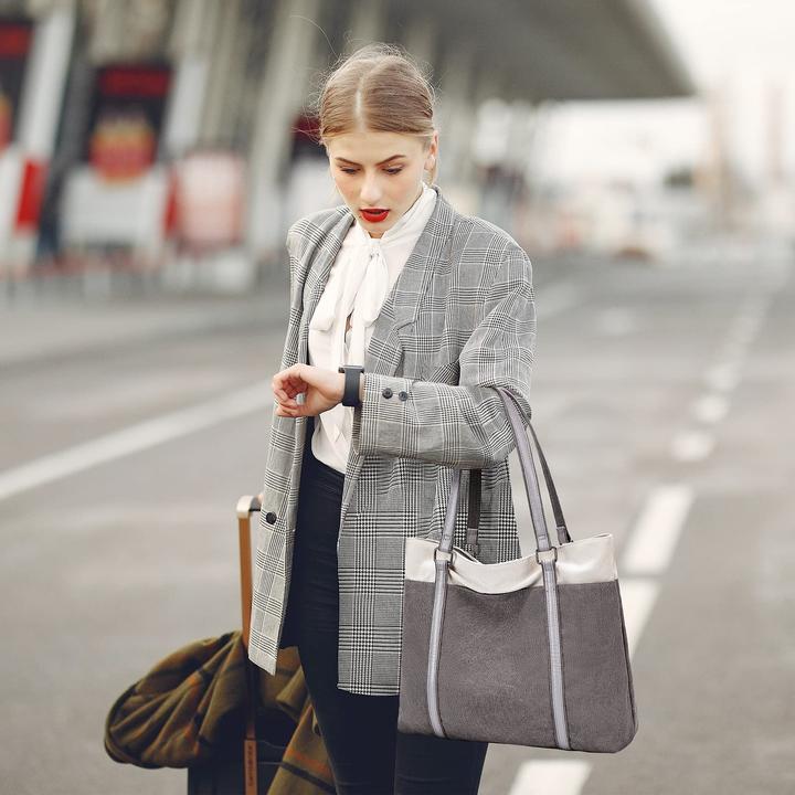 Produktbild Only-Bags.Store Handtasche Umhängetasche Canvas Casual Grosse Tasche Shopper Elegant für Büro Schule Arbeit