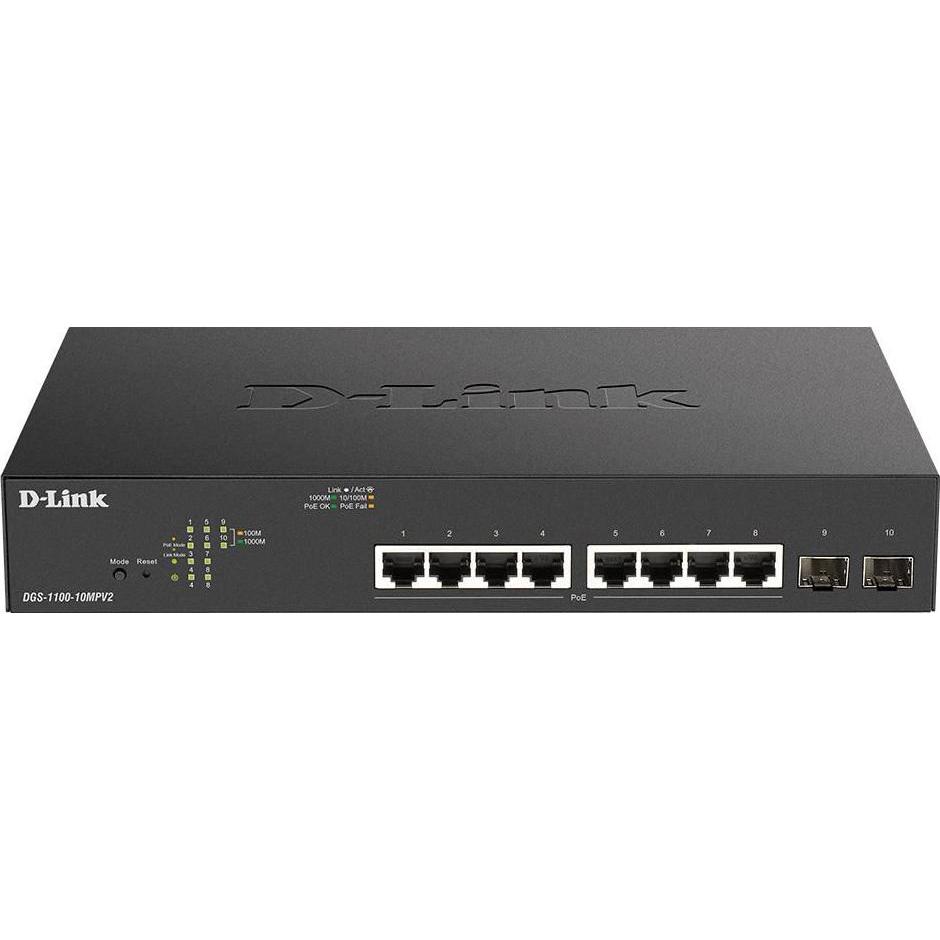 D-Link 10-Port PoE+ Gigabit Smart, Netzwerk Switch