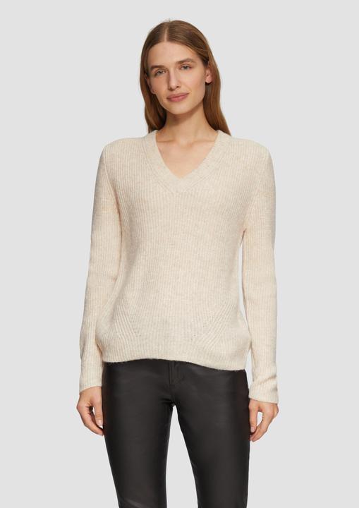 Produktbild S.Oliver Strickpullover Strickpullover mit V-Ausschnitt und Rippblende (38)