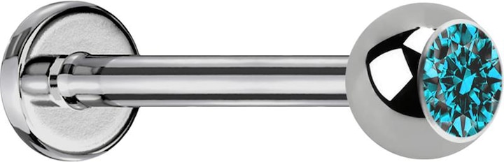Immagine prodotto Star Piercing Micro Labret argento con sfera e cristallo acqua (senza ottone, Titanio G23)