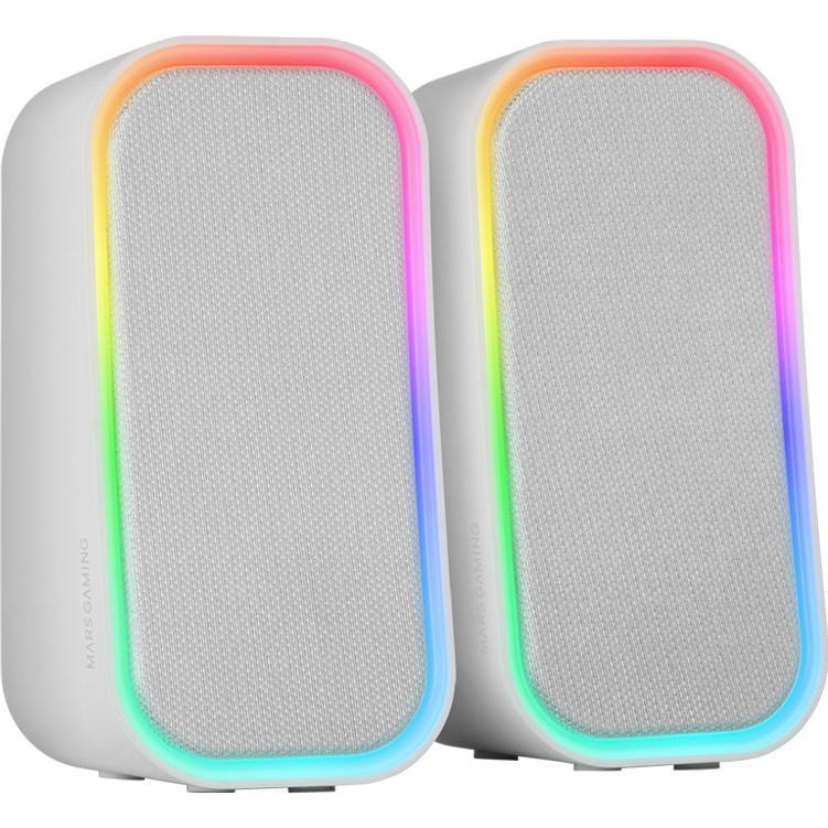 Mars Gaming Enceintes Bluetooth MS-OM RGB (Blanc), PC Lautsprecher, Weiss
