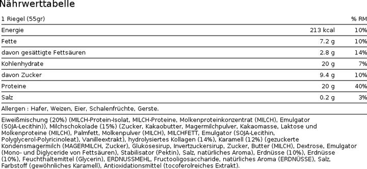 Nährwerte und Zutaten Snickers Proteinriegel (12 Stk., 660 g)